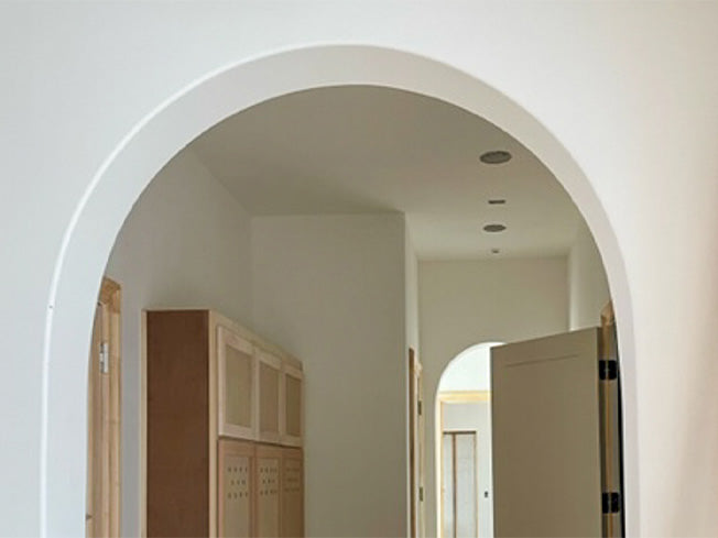 flexible corner bead on prefab arch