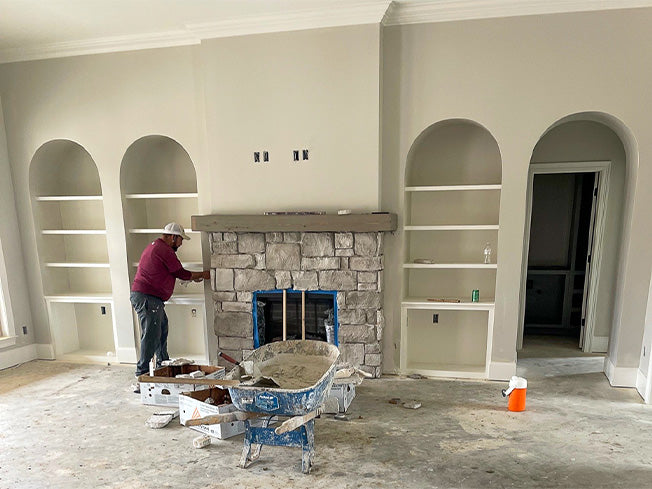 living room arch niches