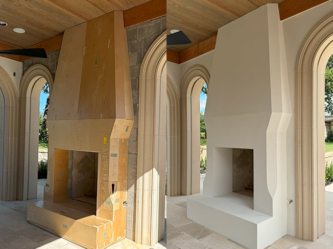 chamfered corners on this fireplace canopy