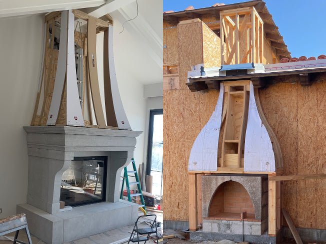 interior and exterior fireplaces